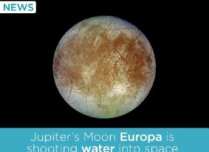 Jupiter’s Moon Europa with water plumes shooting into space