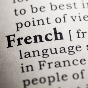 Writing on a paper with the word French in it