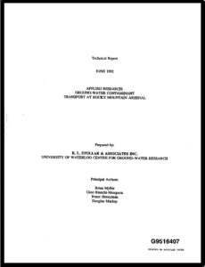 cover page technical rpt. appliedr contaminant transport at rma