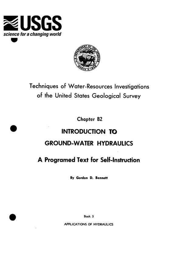introduction to ground water hydraulics—a programed text for self instruction cover